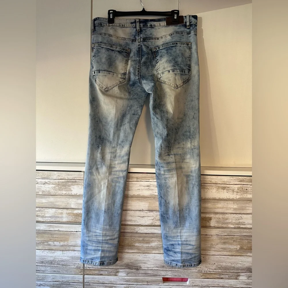 🔥 ODD Culture Distressed Skinny Jeans 34x32 Acid Wash Ripped Stretch